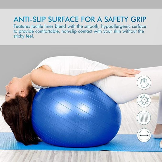 LORDEX Gym Ball for Fitness – Anti-Burst Stability Ball for Yoga, Core Strength & Home Workout | BuyGenZ